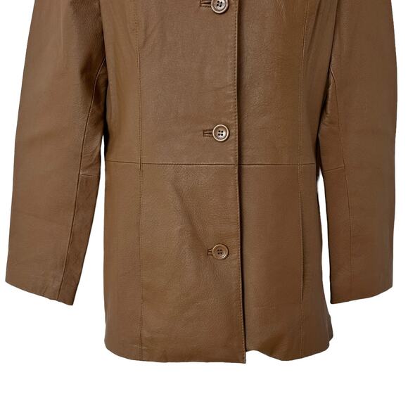 Vintage Dialogue Blazer Brown Leather Jacket Coat Women's Size XS Extra Small - Picture 5 of 10
